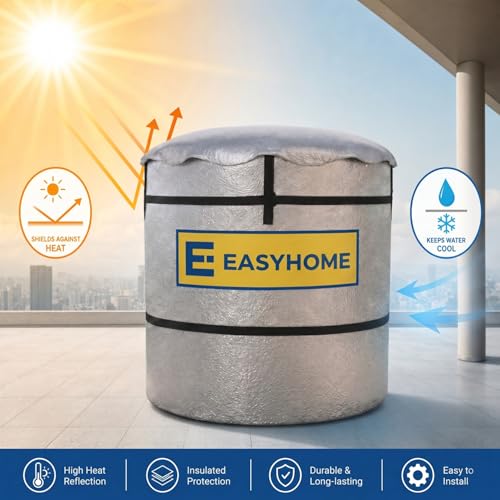 Image of EASYHOME 3-Layer Insulated Heavy Duty Water Tank Cover (1000 Litre) - 6 mm Korean Insulated Sheet, UV & Weather Protection, Heat Resistant for Overhead Water Tanks