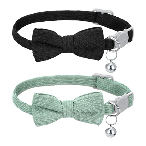 2 Stück Katzenfliege Halsband Katzenhalsband Weicher Kordsamt Katzenhalsbänder mit Fliege Katzen Halsbänder Niedlich Verstellbar Fliege Halsbänder...