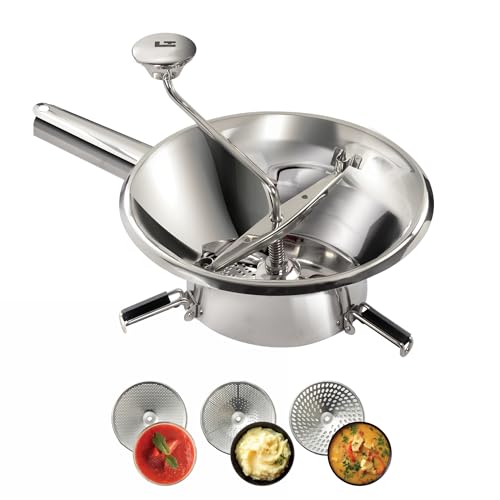 La Bonne Graine - Moulin Passa-Verdure Ø 24 cm in Acciaio Inox – 3 Griglie Intercambiabili – Passapuré, Soupe, Purè