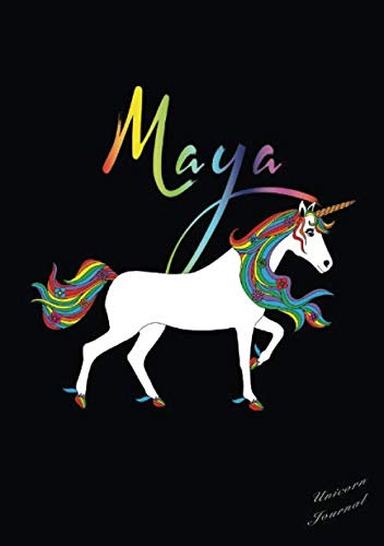 Maya Unicorn Journal: Personal Name Notebook, Medium Ruled, 7mm Line Spacing, Numbered Pages, With Contents and Index Pages, Bullet Point Planner, ... Personalized Notebooks For Girls And Women)