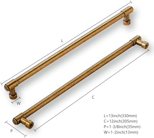 khtumeware 2 Pack 12 Inch(305mm) Vintage Antique Brass Cabinet Pulls Kitchen Cabinet Hardware for Cupboard Drawer Handles Dresser Pulls - 1
