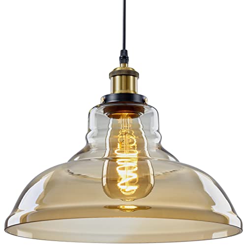 MOSSODOR Retro Modern Vintage Glass Ceiling Pendant Industrial Pendant Light Lamp Shade (Gold (Pack of 2))