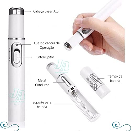 Caneta Laser Luz Azul 415nm Acne Terapia Rugas Cicatriz varizes