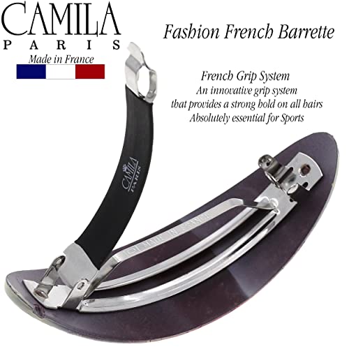 Camila Paris Cp3324 French Hair Barrette Oval For Thick Curly Wavy Long Hair, Strong Hold Grip Hair Clips For Women, No Slip Rubberized Metal Clasp, Styling Girls Hair Accessories, Made In France #TOP5