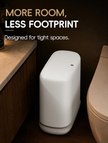 Image of Small Bathroom Trash Can with Lid, Dog Proof Slim Press Top Garbage Can, White Plastic Narrow Waste Basket, for Bathroom Bedroom Office 2 Pack Set with 4.8 Gal and 2.9 Gal