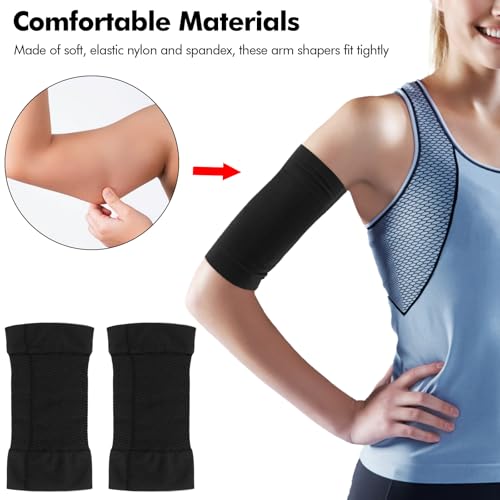 poeland 2 Paar Abnehmen Arm Ärmel schlankmachende Armstulpen, elastische Kompressions-Armformer, Sport-Armformer für Frauen und Mädchen