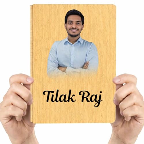 Image of Personalized Wooden Diary with UV Printed Photo & Name | Custom Photo Notebook Journal | Customized Gift for Couples, Friends, Office & Special Occasions