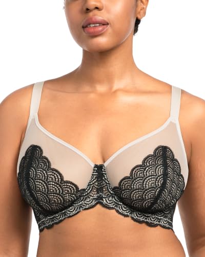 Image of HSIA Minimizer Bras for Women, Full Coverage Underwire Lace, Mermaid Scales