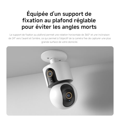 XIAOMI Smart Camera C500 Dual | Double Objectif 4 MP| Vision 110° & WiFi 6 | Détection IA Locale & Vision Nocturne Couleur | Suivi Synchronisé