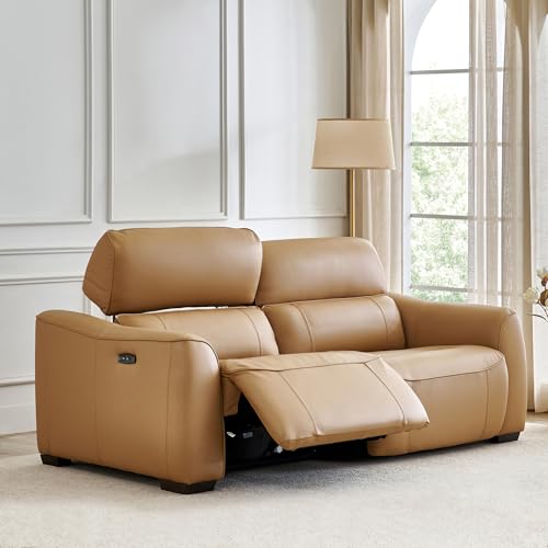 Image of Home Centre | Avelino Electric Half Leather 3-Seater Recliner | Recliner Sofa for Living Room | Pine Wood, Solid Wood | Brown | 1 Year Warranty