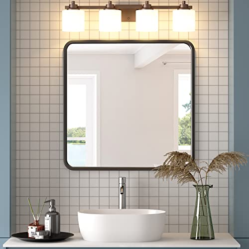 24"*24" Black Bathroom Mirrors For Wall,Bathroom Vanity Mirror,Square Mirrors,Rectangle Mirror For Bathroom,Bedroom, Entryway, Living Room,Modern Wall Decor #TOP16