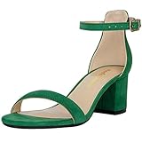 Heels Charm Women's Strappy Chunky Block Low Heeled Sandals 2 Inch Open Toe Ankle Strap High Heel Dress Sandals Daily Work Party Shoes Velvet Green Size 10