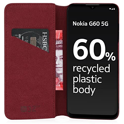 32nd Classic Series 2.0, Real Leather Book Wallet Flip Case Cover For Nokia G60, With RFID Blocking Card Slot - Image 2