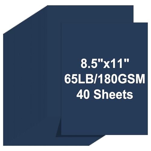 Cardstock 8.5 X 11 40 Sheets Dark Blue Card Stock 65lb/ 180gsm Copy Paper Cardstock Printer Paper For Art Painting Invitations DIY Cards Craft Construction School & Office Supplies