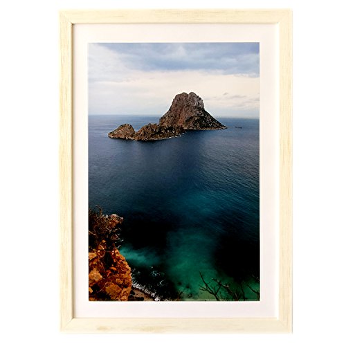 ART&FOTO BARCELONA Marco de Fotos Hecho a Mano 100% Artesanal de Madera y Cristal tamaño 30X45, fotografia,Poster o decoración hogar Madera Vintage Blanco 30X45 Fabricado en España