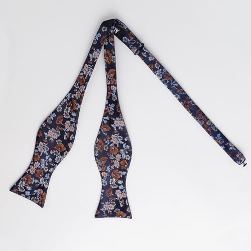 Image of Alizeal Mens 2pcs Floral Bow Tie Set | Self-tied Elegant Pocket Square Set for Wedding