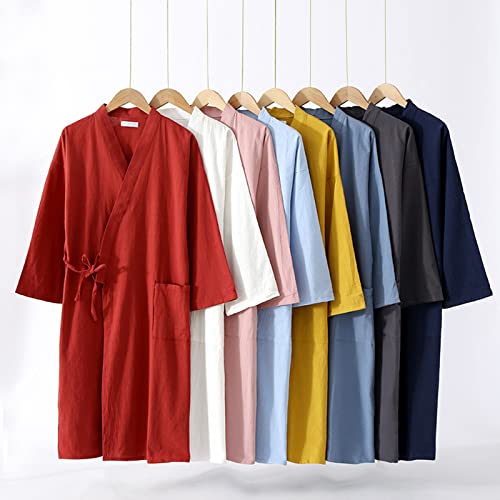 Adult Men Cotton Kimono Robe Spa Bathrobe Sleepwear Japanese Kimono for Men Loungewear3