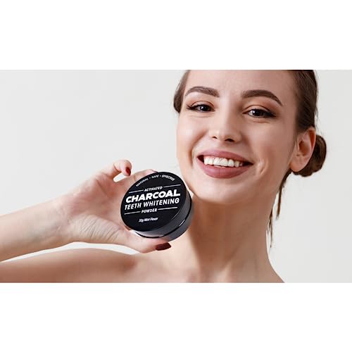 Image of Activated Charcoal Teeth Whitening Powder, Natural Dental Mint-Flavored Tooth Whitener, Provides Shiny White Smile, Eliminates Bad Breath, 30g