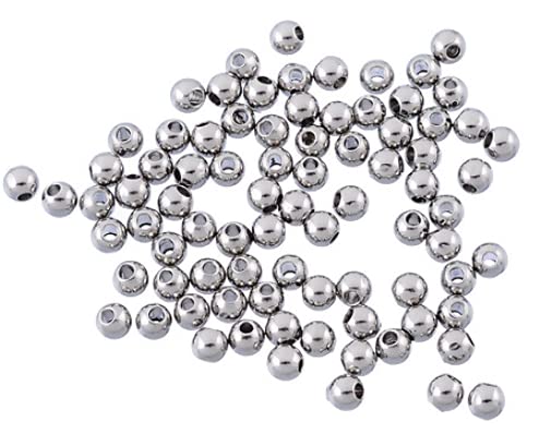 50 Edelstahlperlen silber 4mm - Loch1mm- rund, Schmuckperlen Metallperlen Kugel Kugeln glanz spacer Zwischenperlen beads Stopper Abstandsperlen Fedelperlen Schmuck DIY