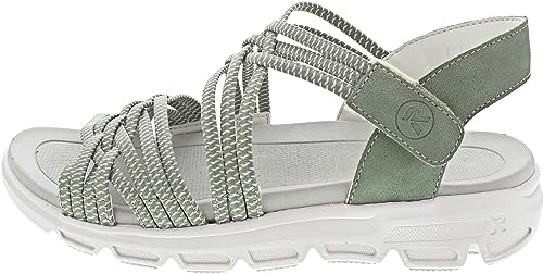 Rieker Evolution Damen Sandaletten V8400, Frauen Sandalen,Sommersandalen,bequem,Sommerschuhe,Freizeitschuhe,offene,Schuhe,Strandschuhe,grün (52),37 EU / 4 UK