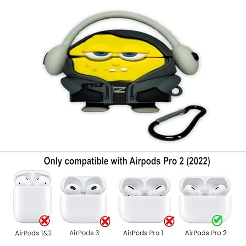 Image of YODI Case Cover for Airpods Pro|Pro 2|Airpods Pro 3|Airpods 4 Pouch, Silicone Cases with Cleaner Kit 360 Drop Protection,Shock-Resistant ([Headphone - Blacefunny ], Airpods Pro /Pro 2)