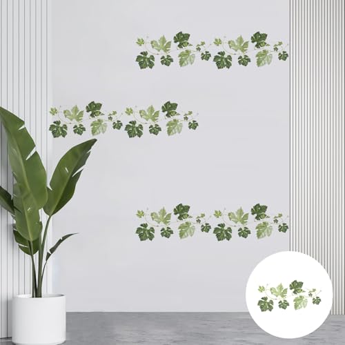 Lot De 8 Stickers Muraux Feuilles De Plantes, Vertes Autocollant Mural Lierre Stickers Muraux Cuisine Feuilles Plantes Décoration Murale Pour Salons Chambres Bureaux Canapé Fond