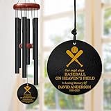 Personalized Baseball Memorial Wind Chime – Wind Chimes Custom Name & Years – Sports Tribute Sympathy Gift for Loss of Loved One – Outdoor Remembrance Windchime for Baseball Fans
