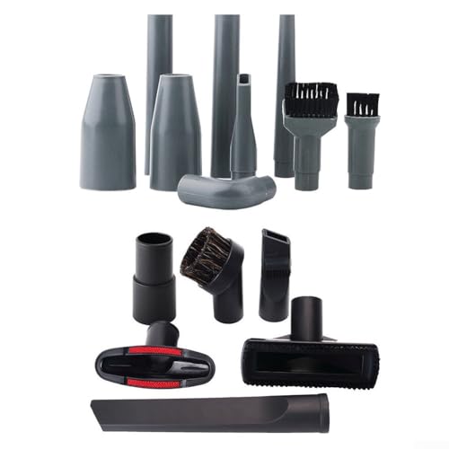 15 Pcs Vacuum Cleaner Attachment Kit with Flexible Hose, Crevice Tool, Dusting Brush, Flat Nozzle and Horsehair Round Brush, Fits 32mm and 35mm Inner Diameter Connections for Effective Cleaning