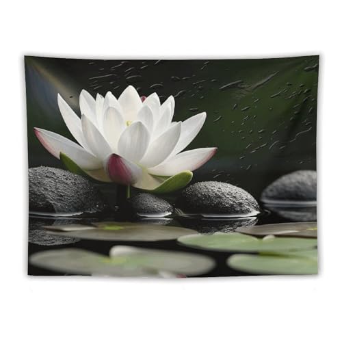 Tapisserie d'art abstrait lotus tenture murale zen decoration grand format