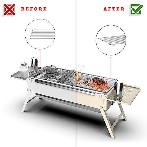 Portable Charcoal Grill Foldable Grill, Small Grills Outdoor Cooking For Travel， Camping Smoker Bbq Grill， Stainless Steel Table Top Grill Charcoal For Outdoor Cooking,Camping,Backyard Barbecue #TOP1