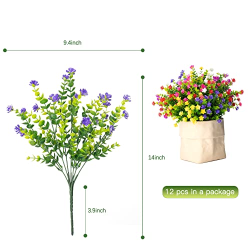 Moulyan 12 Bundles Artificial Flowers For Outdoors Uv Resistant Fake Flowers Faux Plants For Hanging Garden Porch Window Box Outside Decoration,Home Indoor Decor #TOP2