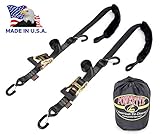 PowerTye 1.5in x 6.5ft Rubber Handle Ratchet Straps with SHEEPTEX Simulated Sheepskin Soft-Tye...