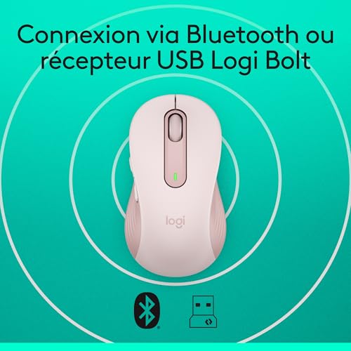Logitech Signature M650 Souris sans fil - Pour Mains de Petites & Moyennes Tailles, Pile 2 ans, Clics Silencieux, Boutons de Côtés Programmables, Bluetooth, PC/Mac/Multi-Device/Chromebook - Rose