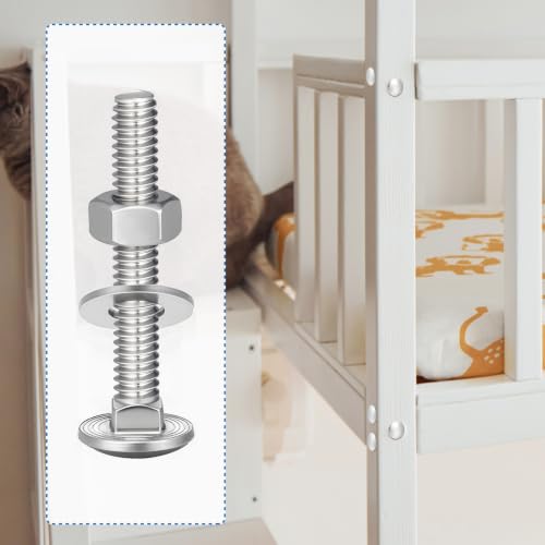 Image of Zonon Stainless Steel Carriage Bolts and Nuts Kit Round Head Square Neck Carriage Bolts Screws and Hex Nuts and Flat Washers, Stainless 18-8 Full Thread Coverage(5 /16-18 x 2,Silver,50 Sets)
