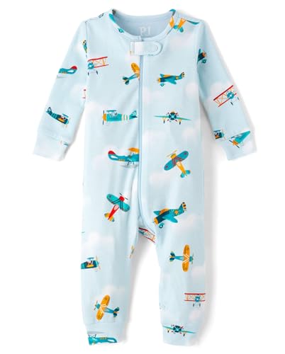 Image of The Children'S Place Baby-Boys And Toddler Long Sleeve 100% Cotton Zip-Front One Piece Footed Pajamas