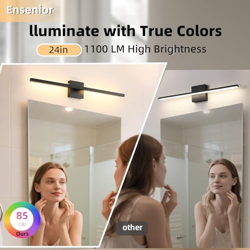 Image of Brushed Black Vanity Light 30 Inch Modern Bathroom Light Fixtures 18W Wall Vanity Lamp Over Mirror, Dimmable 5CCT LED Wall Sconce for Bedroom Cabinets