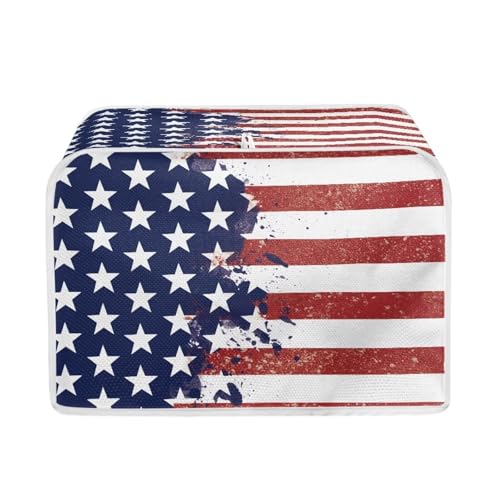 Image of July 4th American Flag Toaster Dust Cover Bakeware Protector Compatible with 4 Slice Kitchen Small Appliance Toaste Oven Dust Protection Cover