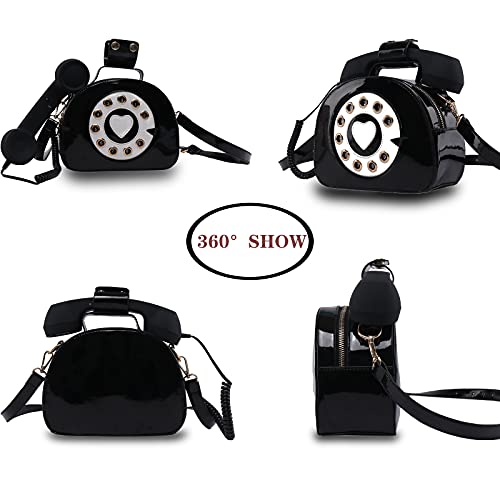 Fozehlad Novelty Telephone Shaped Shoulder Bag Funny Retro Phone Crossbody Bag Totes Chain Purse3