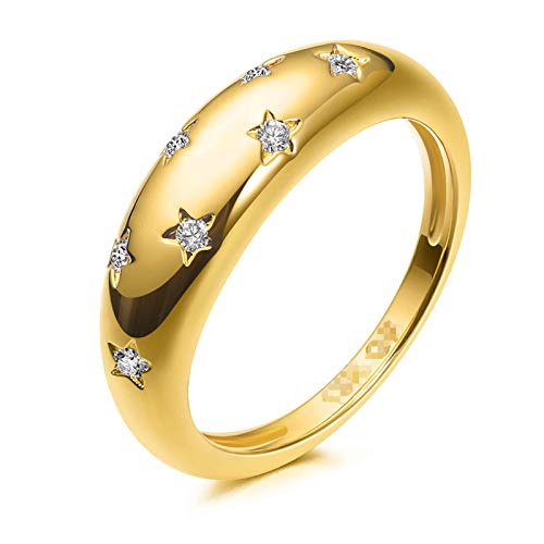 ink2055 Fashion Alloy Gold Color Ring Star Delicate Pentagram Ring for Holiday Daily and so on (Gold, 6)