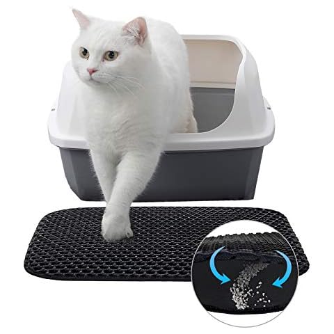 ANWA Cat Litter Mat Litter Trapping Mat Double Layer Big Honeycomb Holes Design, Cat Litter Tray Mat EVA Non-Toxic Material Waterproof Urine Proof, Cat Litter Box Mat Scratching Mat Durable and Strong Cover