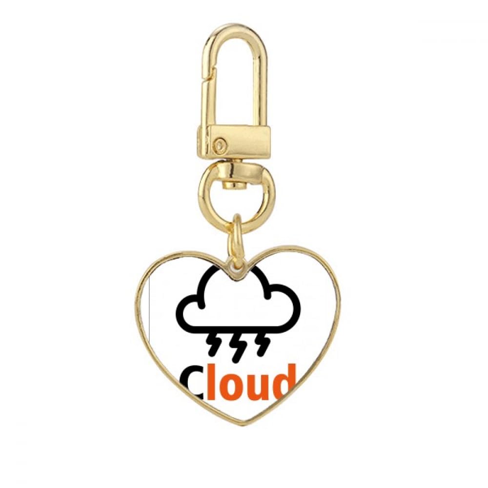 Cloud Light Thunder Nature Loud Gold Heart Keychain Metal Keyring Holder