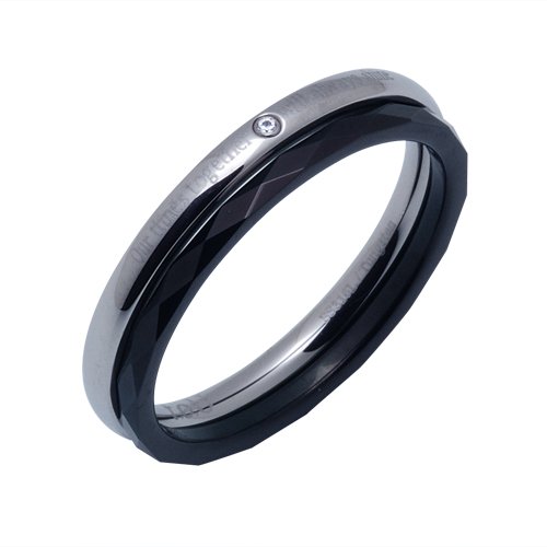 [ザ・キッス] THE KISS ステンレスリング TR3088DM 13号 ダイヤモンド ブラックイオンプレーティング タングステン×ステンレス メンズ リング