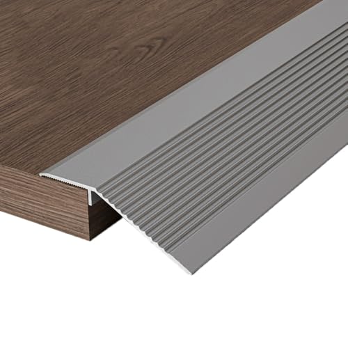 Profilo Di Transizione Per Bordi Di Porte, Soglia Di Dislivello Pavimenti In Metallo, Striscia Di Finitura Antiscivolo Per Pavimenti In Legno E Piastrelle(Grey,W 5.5cm)