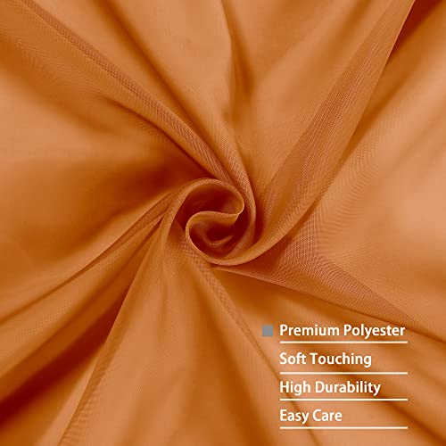 Image of OWENIE Sheer Curtains 63 inch Length 2 Panels Set, Rod Pocket Voile Fimly Sheer Drapes for Living Room /Bedroom, 2pcs, Each 42 inch W x 63 inch L, Orange