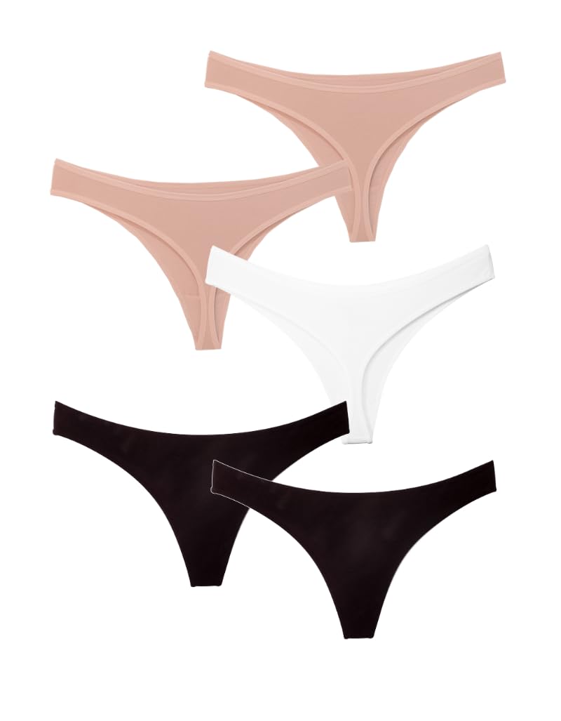 Women's Panties - Bikini - 5 Pack 2 Black-1 White-2 tan (S-M-L- XL-2XL)