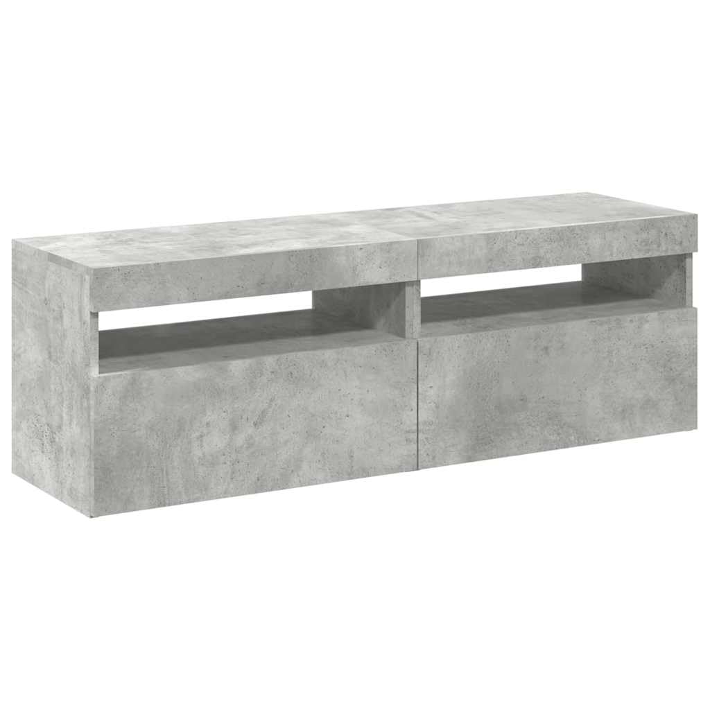 vidaXL - TV-Möbel - TV-Schränke mit LED-Leuchten 2 Stk. Betongrau 60x35x40cm