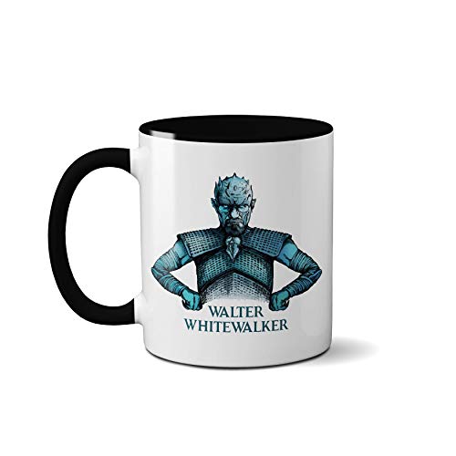 Breaking Walter Whitewalker Bad Mug - Ceramic Cup Thrones Night King TV Series Birthday Christmas Gift Present (Black Handle Prime)