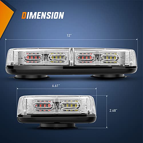 Nilight 12 Inch Roof Top Strobe Lights 48Led Hazard Light Emergency Safety Warning Led Flashing Light Bar Magnetic Mount 12V 24V Cars Trucks Tractors Snow Plows Construction Vehicles，2 Years Warranty #TOP3