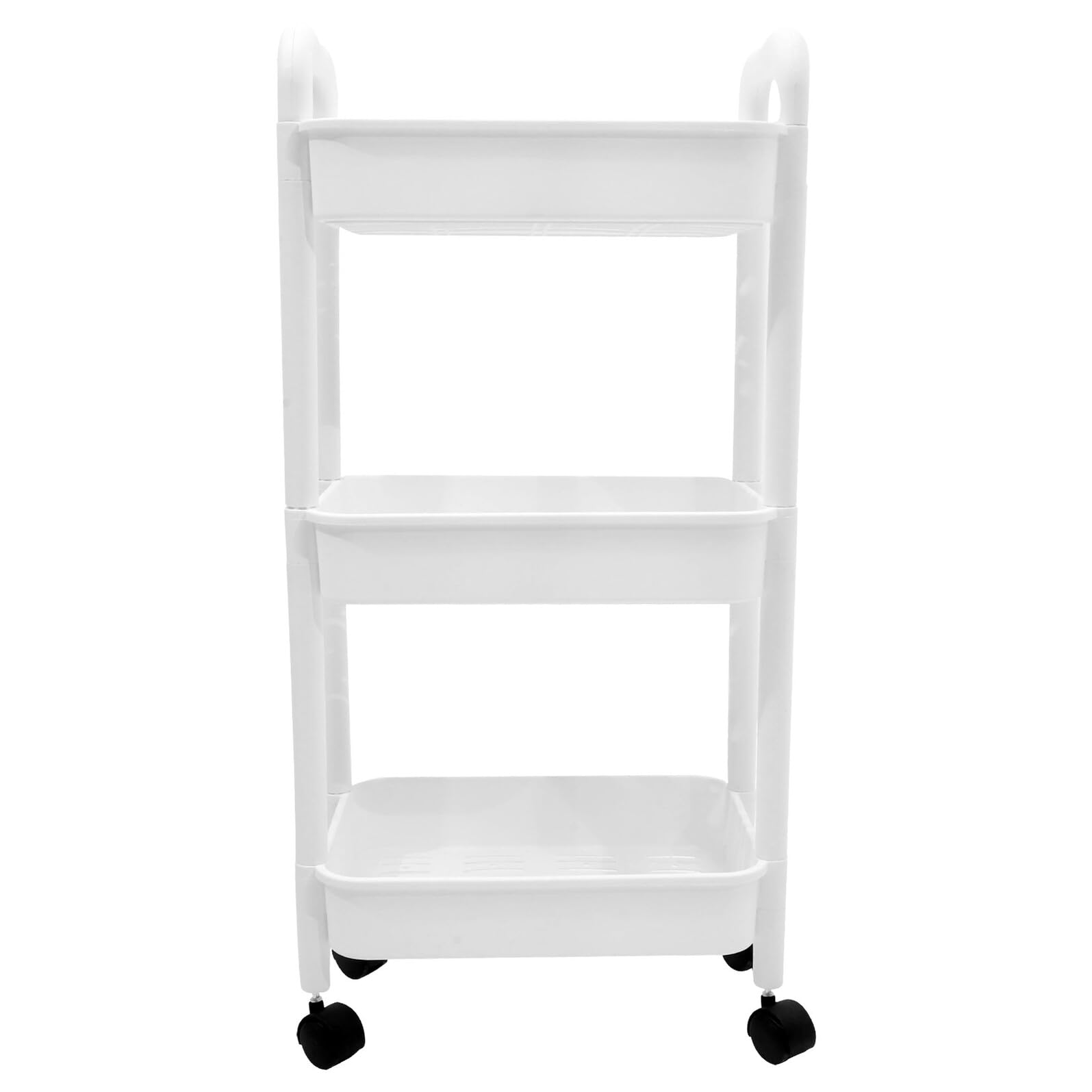 Toyvian Scaffale Multiuso con Ruote Bianco, Carrello Portatile in Pp a 3 Livelli, Design Stretto per Bagno o Ufficio, Robusto e Facile da Spostare