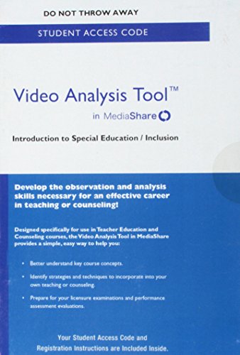 Video Analysis Tool for Introduction to Special Education/Inclusion in MediaShare -- ValuePack Access Card